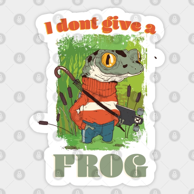 Frog Sticker, I don't give a Frog, funny Toad, Cartoon Froggy Sticker by laverdeden